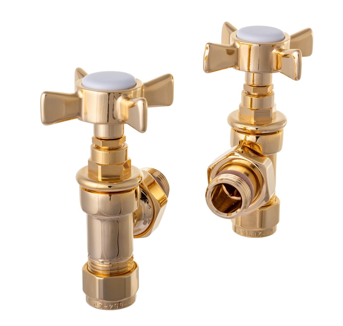 DQ Luxury Adoni Manual Angled Radiator Valves in Gold