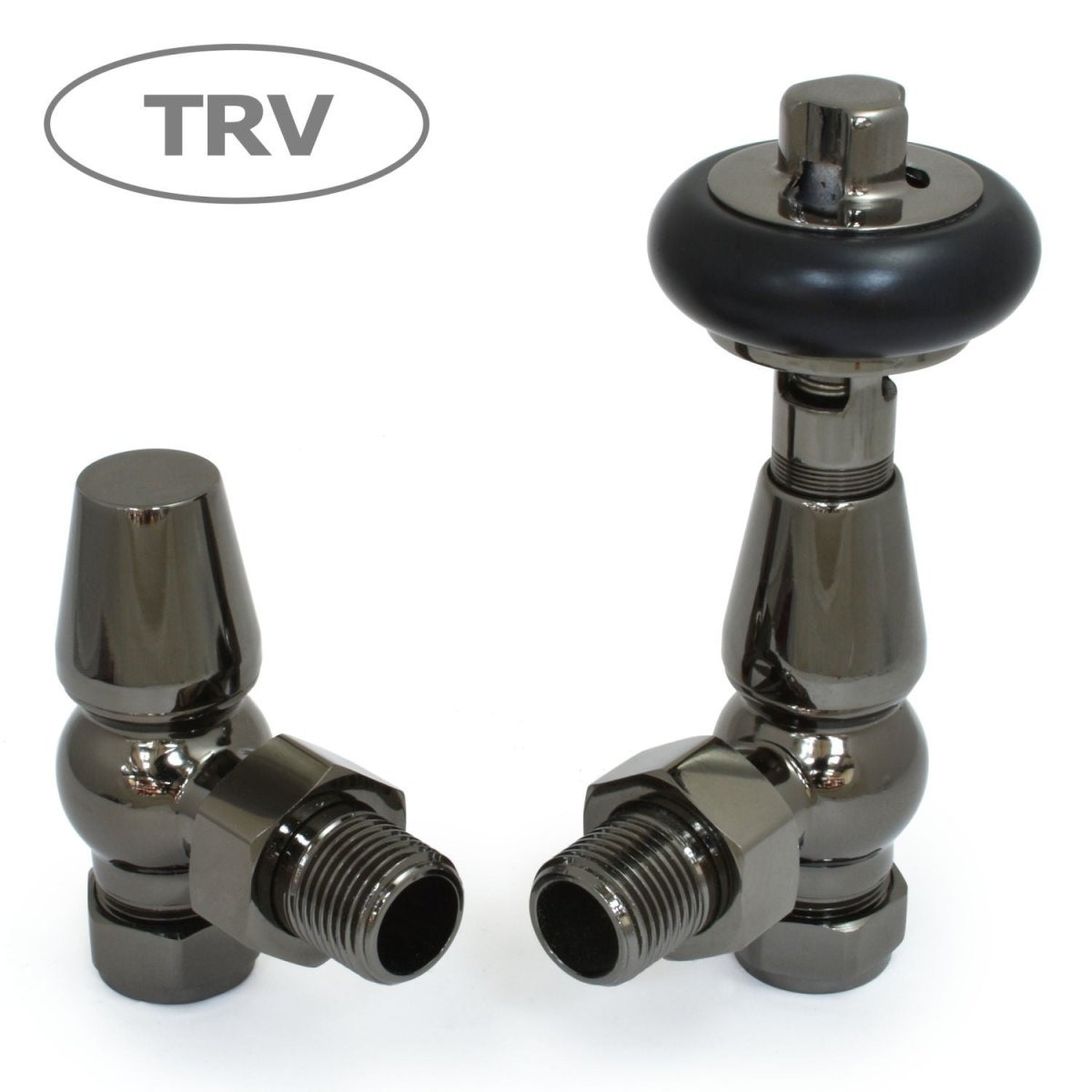 DQ Luxury Enzo TRV Angled Radiator Valves in Old English Brass