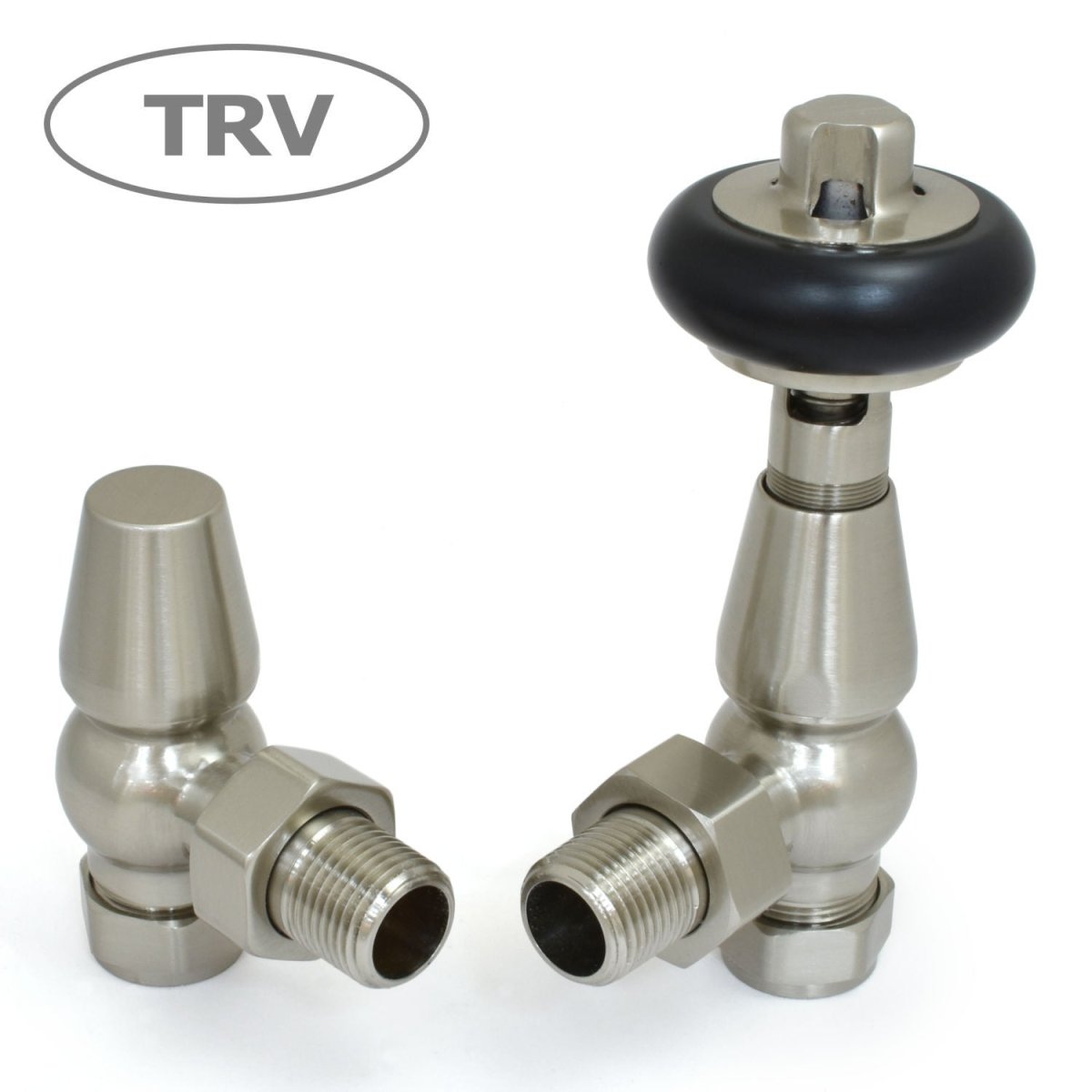 DQ Luxury Enzo TRV Angled Radiator Valves in Old English Brass