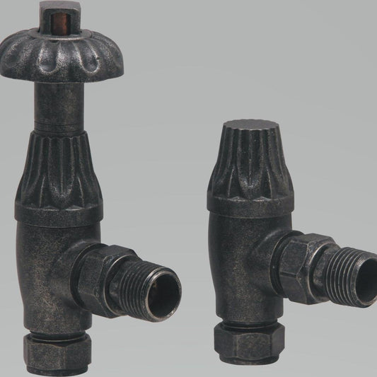 DQ Luxury Morgan TRV Angled Radiator Valves in Antique Copper