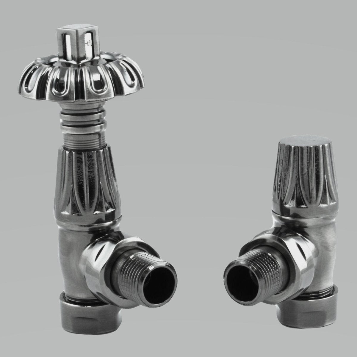 DQ Luxury Morgan TRV Angled Radiator Valves in Black Nickel