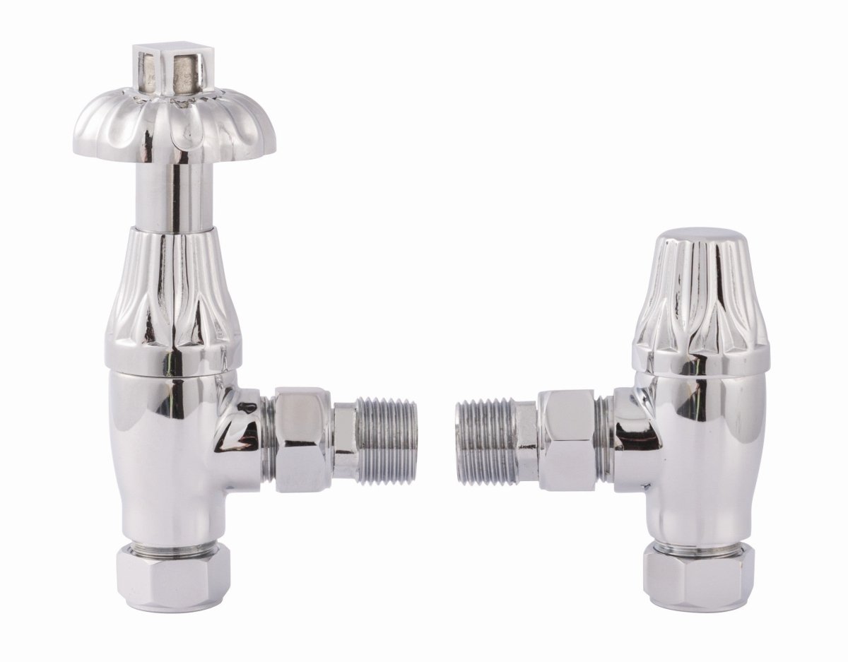 DQ Luxury Morgan TRV Angled Radiator Valves in Chrome