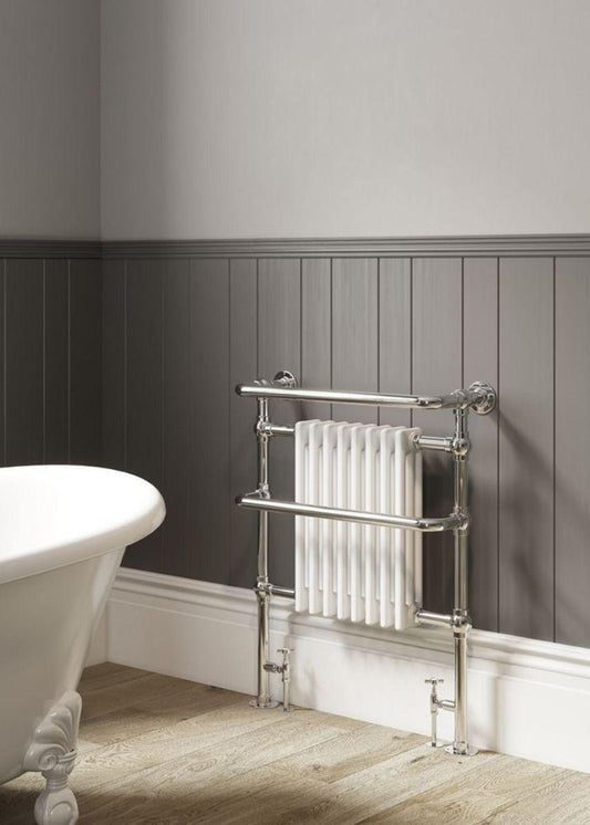 DQ Old Buckenham Floor Mounted Traditional Steel Towel Rail in 789H x 500W