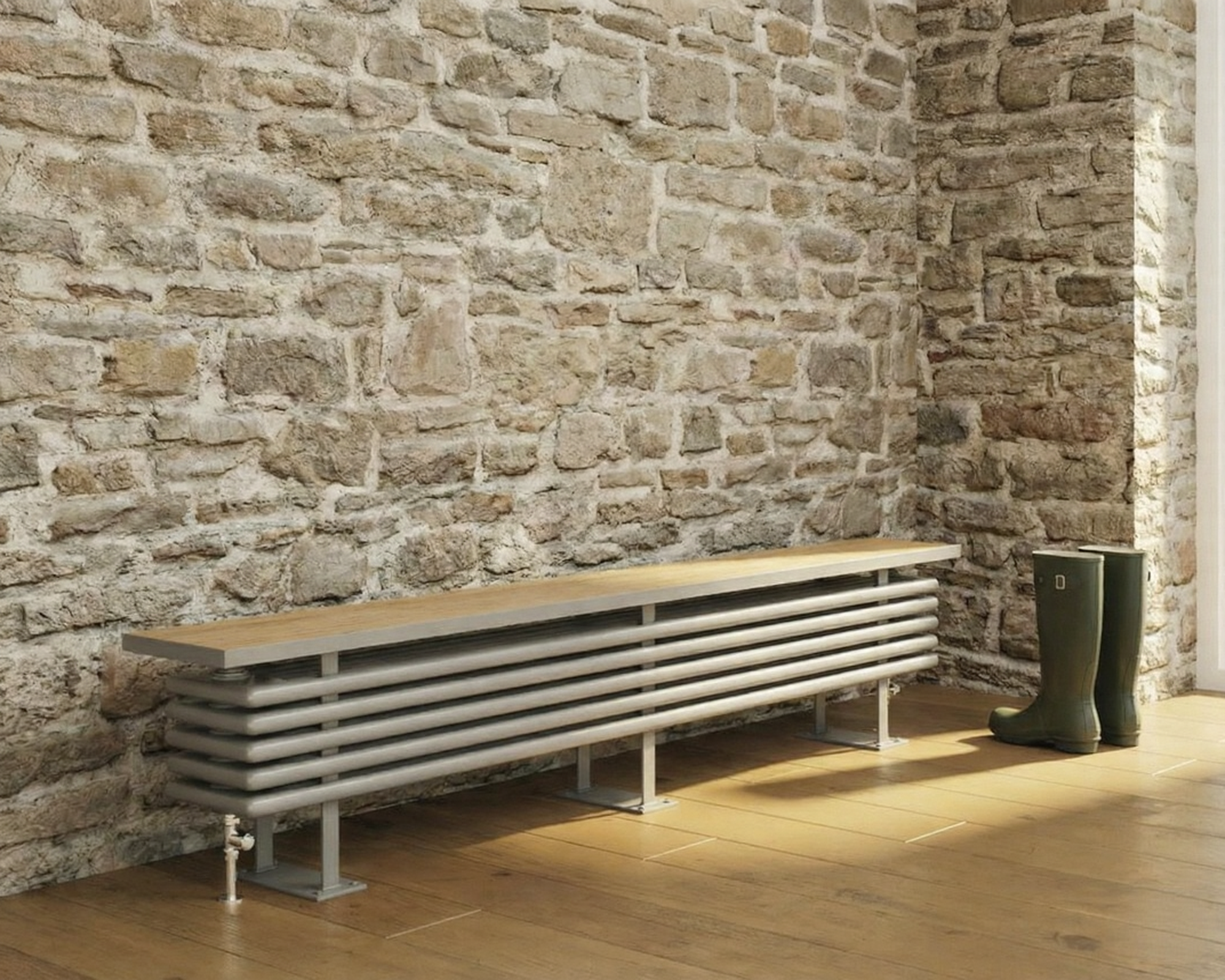 DQ Oak Bench Radiator with Horizontal Columns