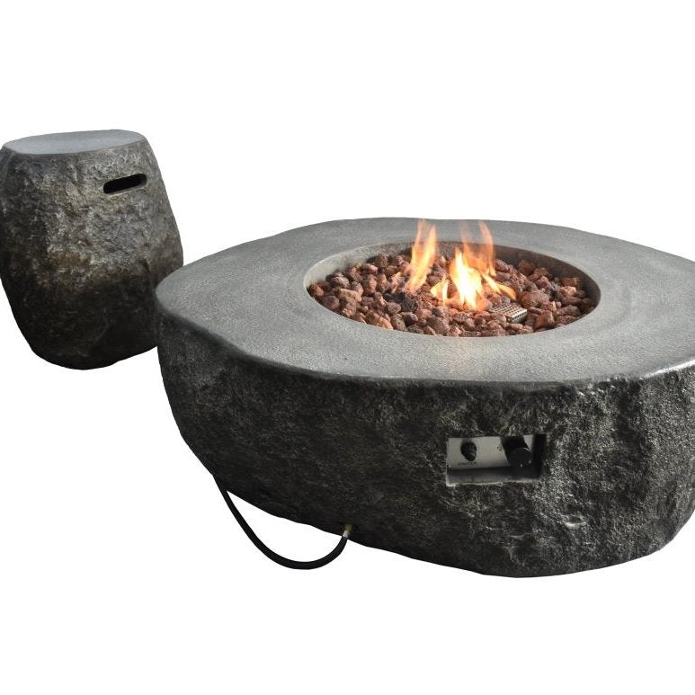 Elementi Boulder Grey Outdoor Fire Table in Propane Gas