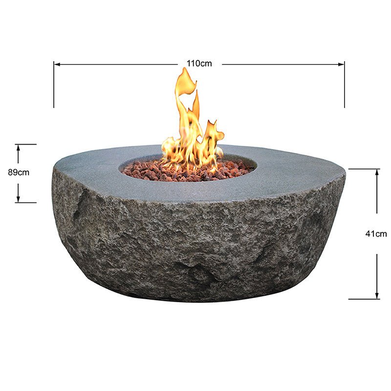 Elementi Boulder Grey Outdoor Fire Table in Propane Gas