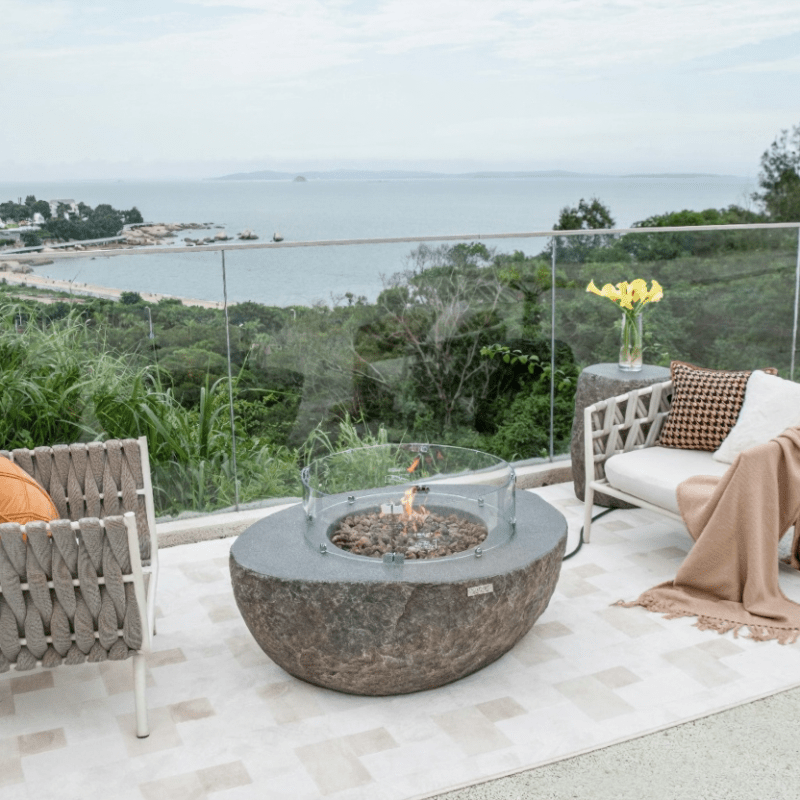 Elementi Boulder Grey Outdoor Fire Table in Propane Gas