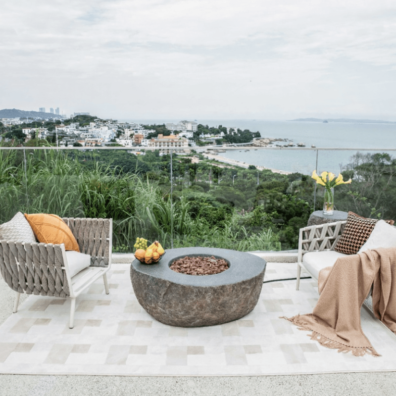 Elementi Boulder Grey Outdoor Fire Table in Propane Gas