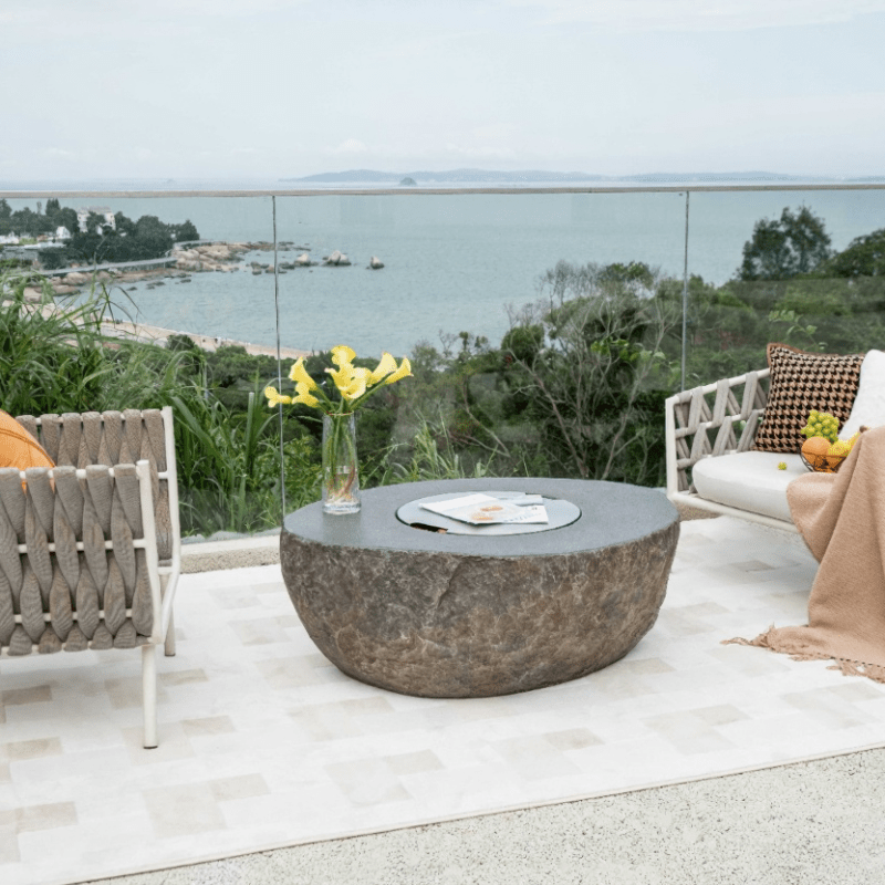 Elementi Boulder Grey Outdoor Fire Table in Propane Gas