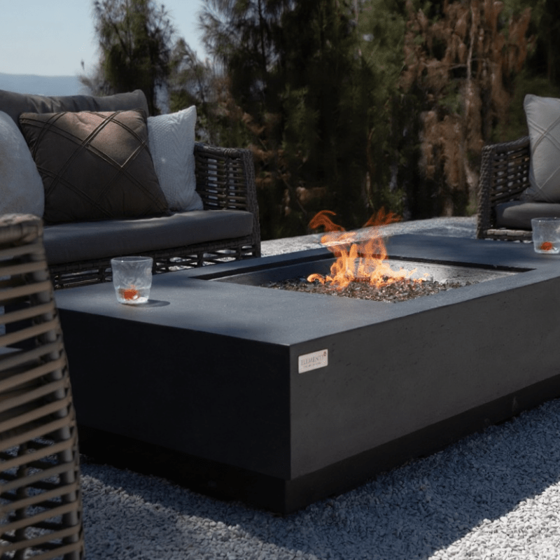 Elementi Cannes Charcoal Concrete Outdoor Fire Table in Propane Gas