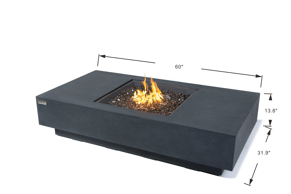 Elementi Cannes Charcoal Concrete Outdoor Fire Table in Propane Gas