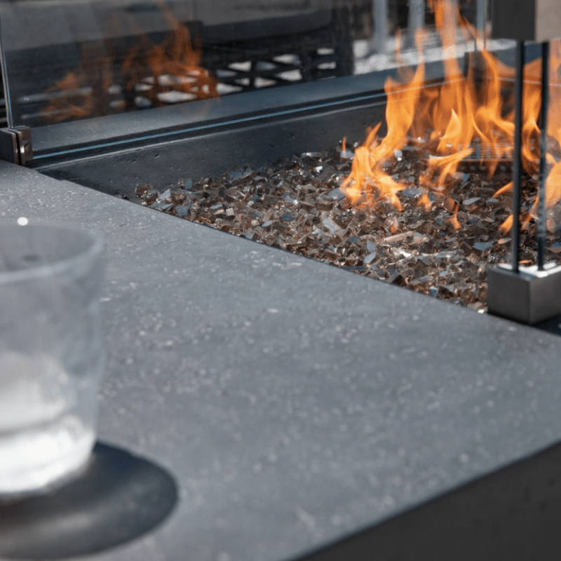 Elementi Cannes Charcoal Concrete Outdoor Fire Table in Propane Gas