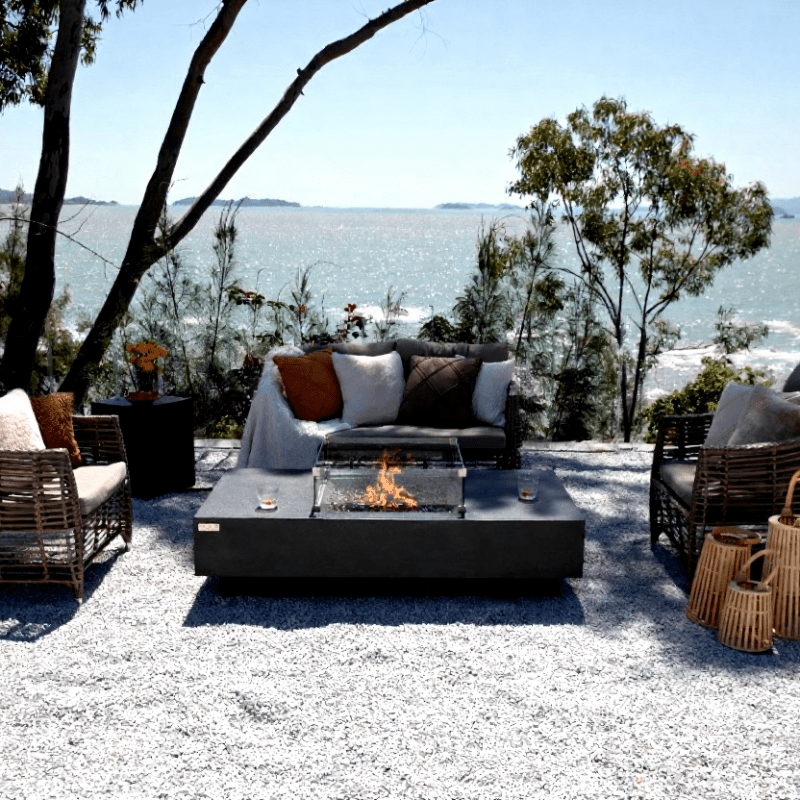 Elementi Cannes Charcoal Concrete Outdoor Fire Table in Propane Gas