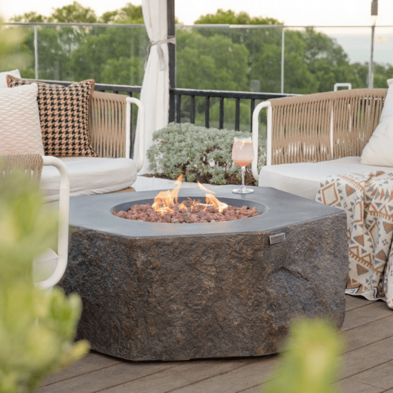 Elementi Columbia Octagonal Outdoor Fire Table in Dark Grey
