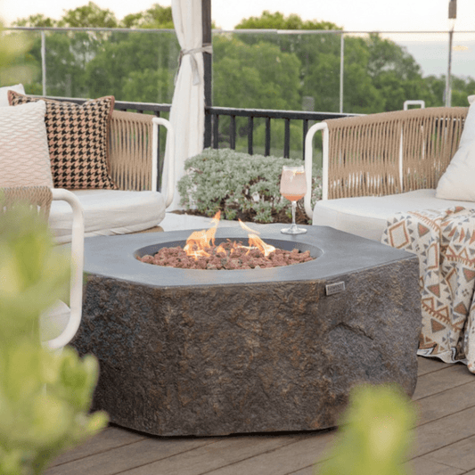 Elementi Columbia Octagonal Outdoor Fire Table in Dark Grey