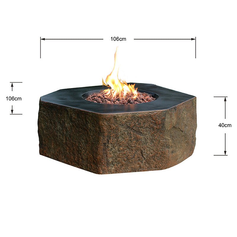 Elementi Columbia Octagonal Outdoor Fire Table in Dark Grey