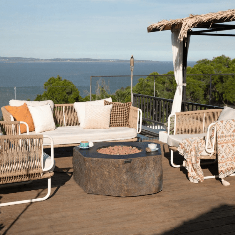 Elementi Columbia Octagonal Outdoor Fire Table in Dark Grey