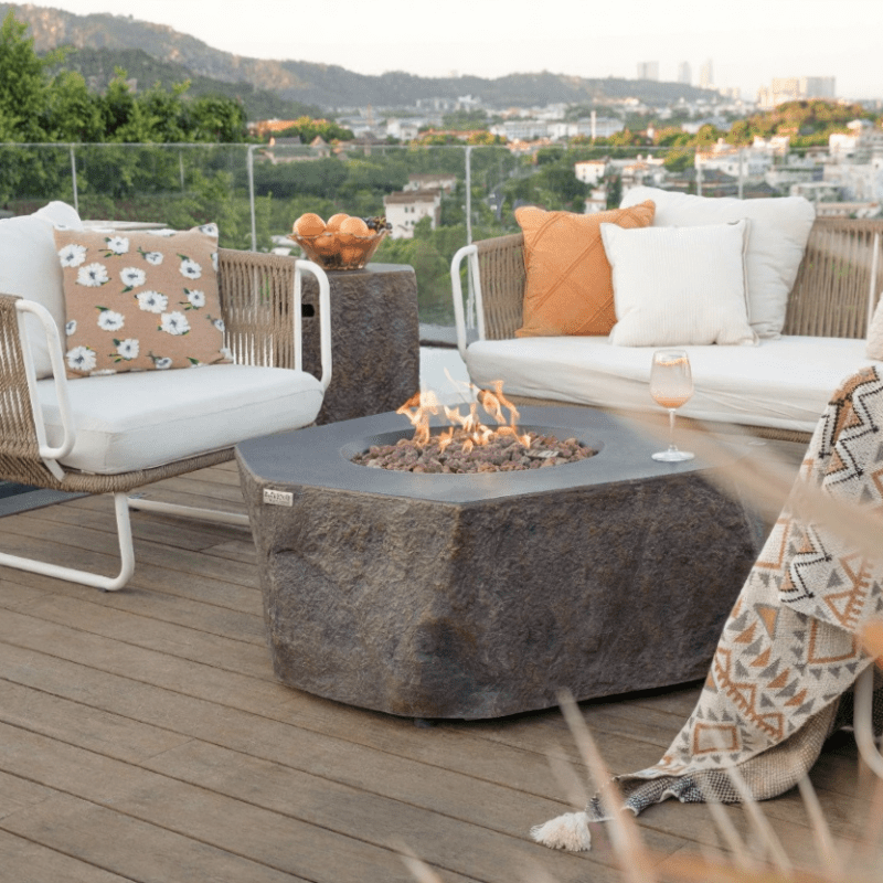 Elementi Columbia Octagonal Outdoor Fire Table in Dark Grey
