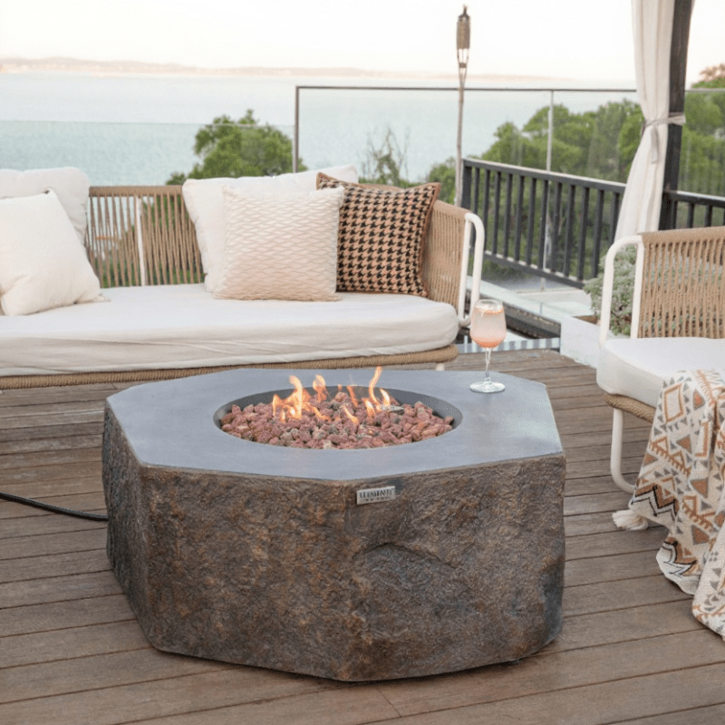 Elementi Columbia Octagonal Outdoor Fire Table in Dark Grey