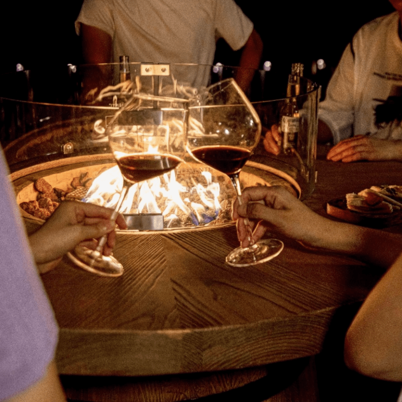 Elementi Lafite Barrel Outdoor Fire Table in Wood Brown