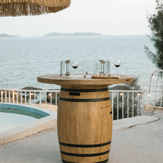 Elementi Lafite Barrel Outdoor Fire Table in Wood Brown