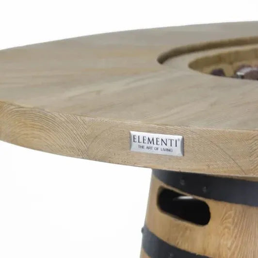 Elementi Lafite Barrel Outdoor Fire Table in Wood Brown