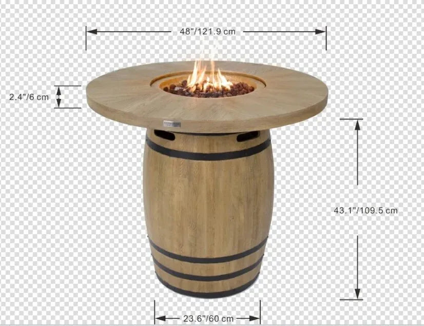 Elementi Lafite Barrel Outdoor Fire Table in Wood Brown