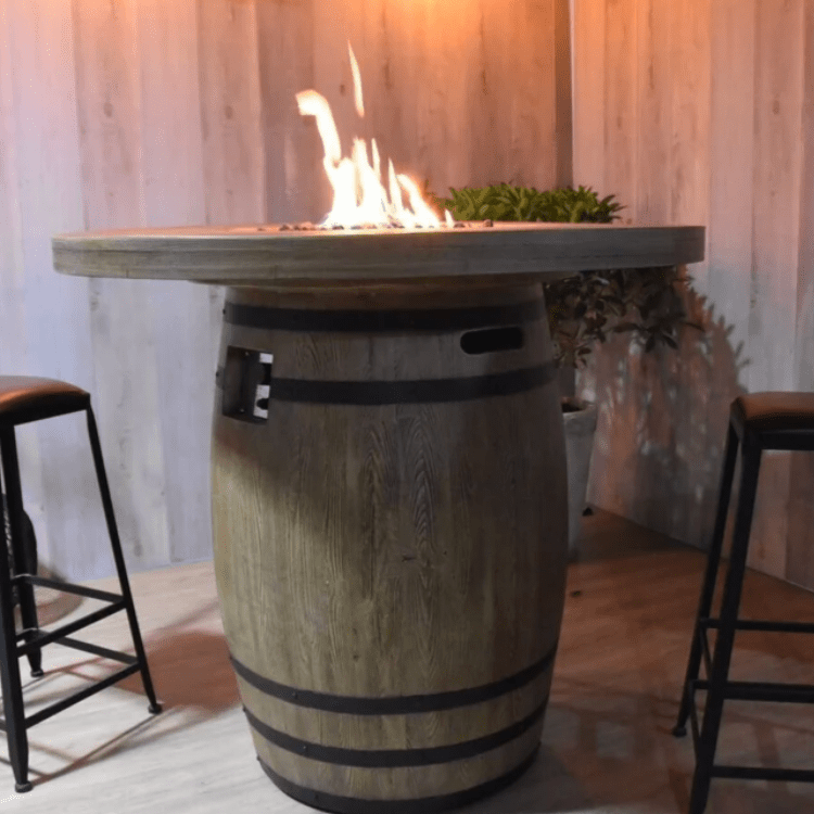 Elementi Lafite Barrel Outdoor Fire Table in Wood Brown