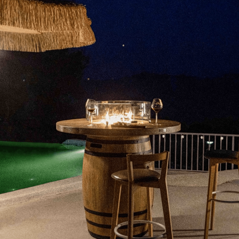 Elementi Lafite Barrel Outdoor Fire Table in Wood Brown