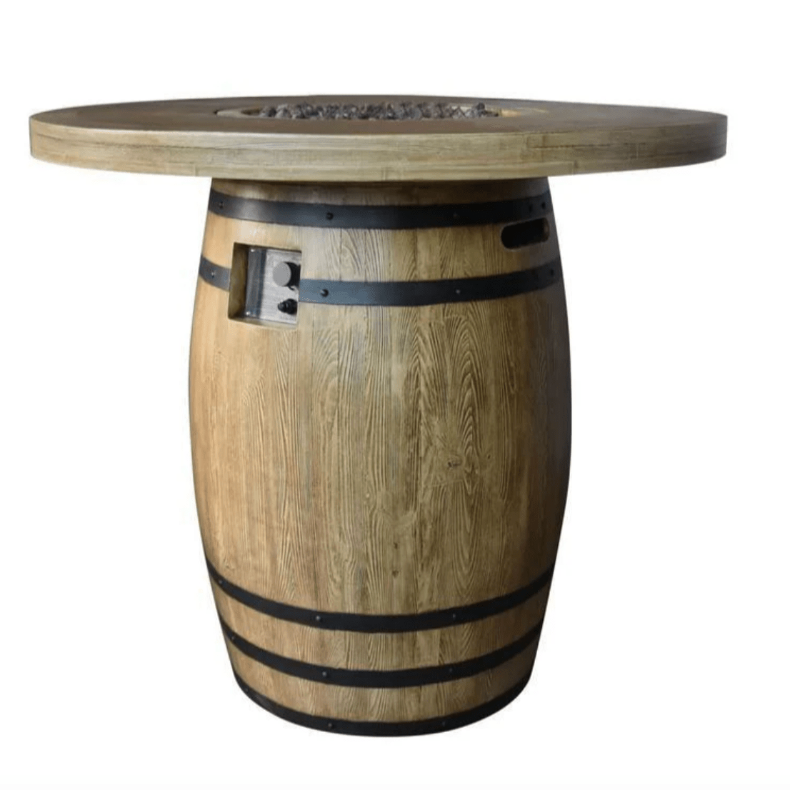 Elementi Lafite Barrel Outdoor Fire Table in Wood Brown
