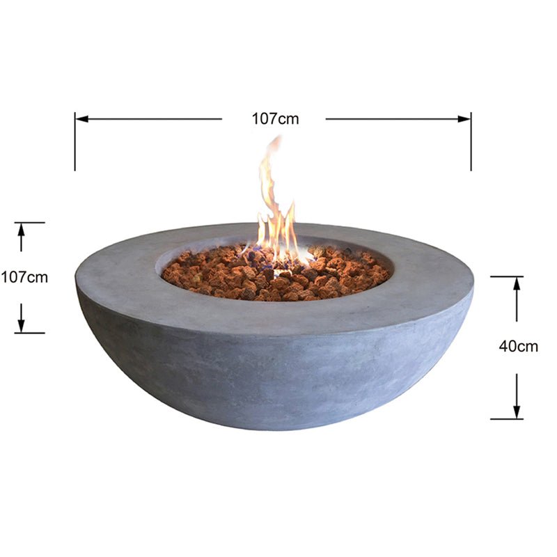 Elementi Lunar Light Grey Fire Bowl in Propane Gas