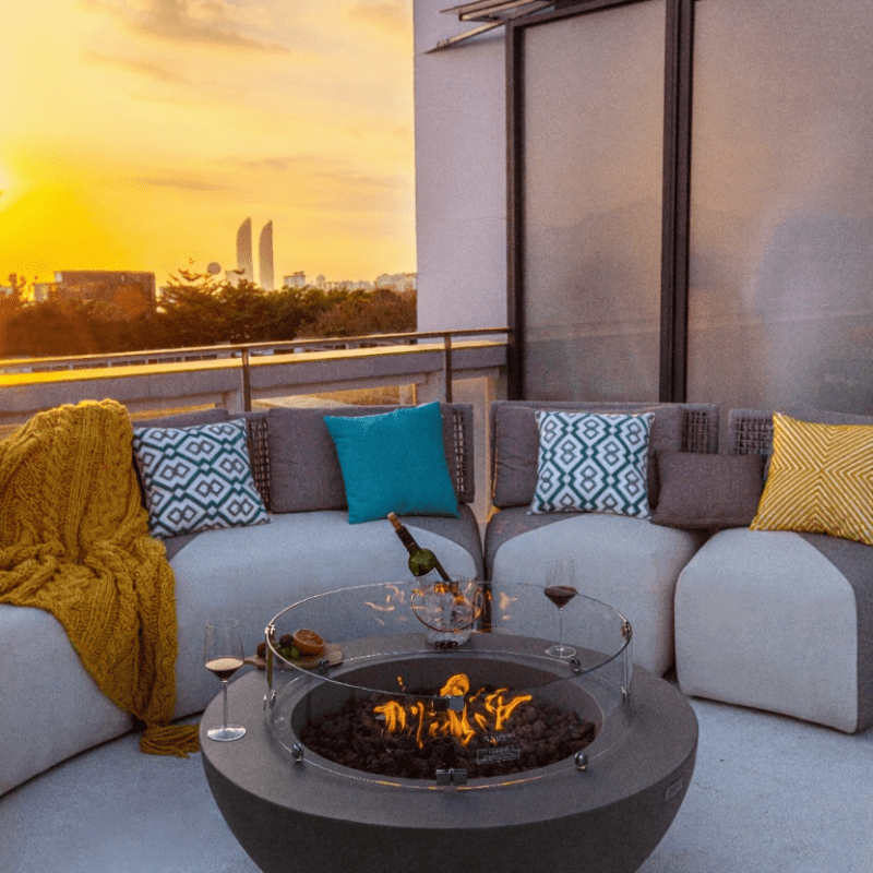 Elementi Lunar Light Grey Fire Bowl in Propane Gas