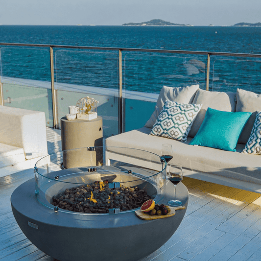 Elementi Lunar Light Grey Fire Bowl in Propane Gas