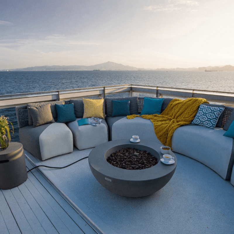 Elementi Lunar Light Grey Fire Bowl in Propane Gas