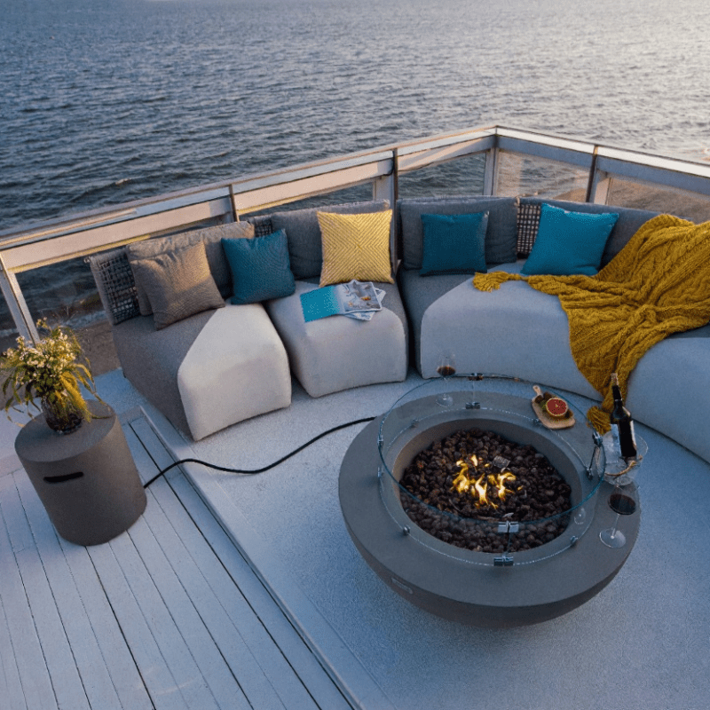 Elementi Lunar Light Grey Fire Bowl in Propane Gas