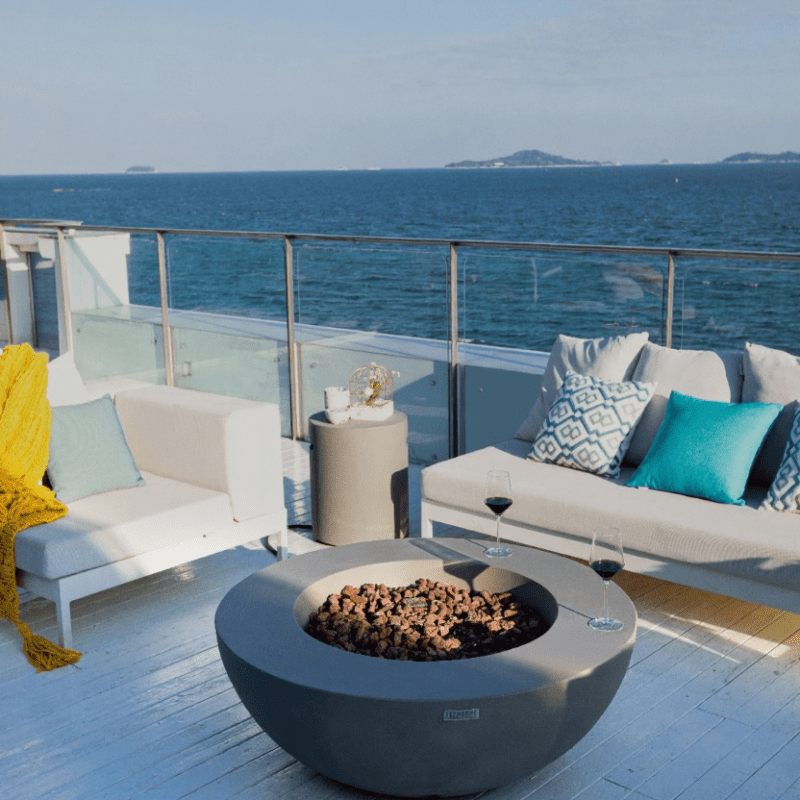 Elementi Lunar Light Grey Fire Bowl in Propane Gas