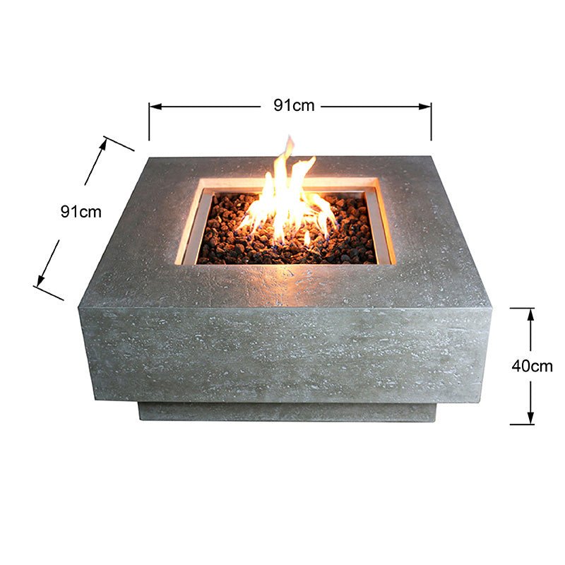 Elementi Manhattan Square Outdoor Fire Table in Propane Gas