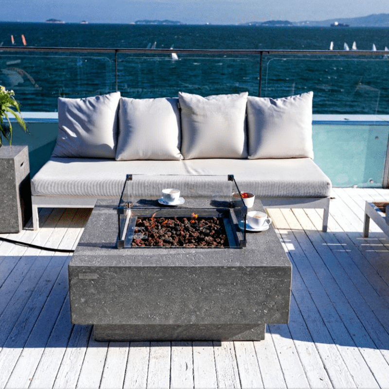 Elementi Manhattan Square Outdoor Fire Table in Propane Gas