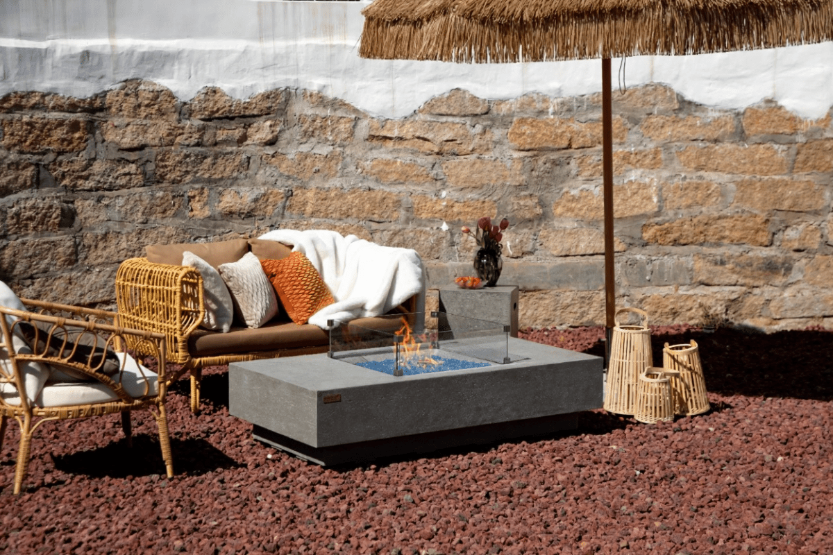 Elementi Monte Carlo Light Grey Concrete Outdoor Fire Table in Propane Gas