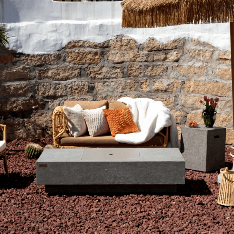 Elementi Monte Carlo Light Grey Concrete Outdoor Fire Table in Propane Gas