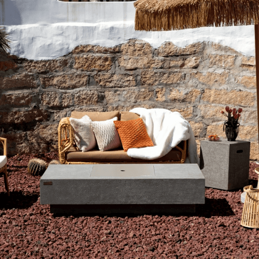 Elementi Monte Carlo Light Grey Concrete Outdoor Fire Table in Propane Gas
