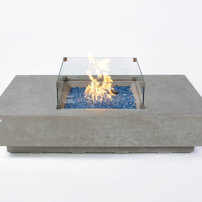 Elementi Monte Carlo Light Grey Concrete Outdoor Fire Table in Propane Gas