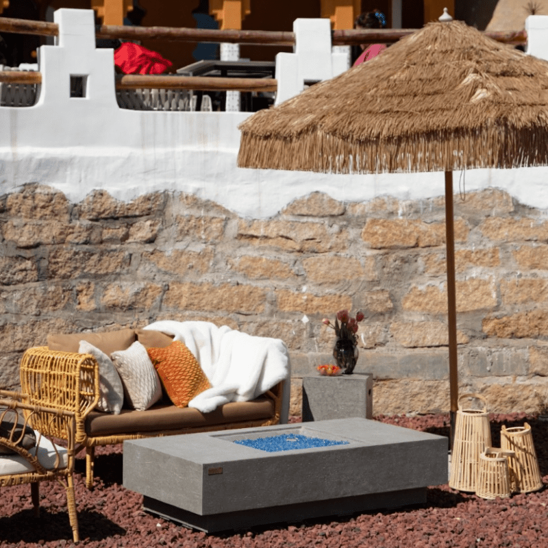 Elementi Monte Carlo Light Grey Concrete Outdoor Fire Table in Propane Gas
