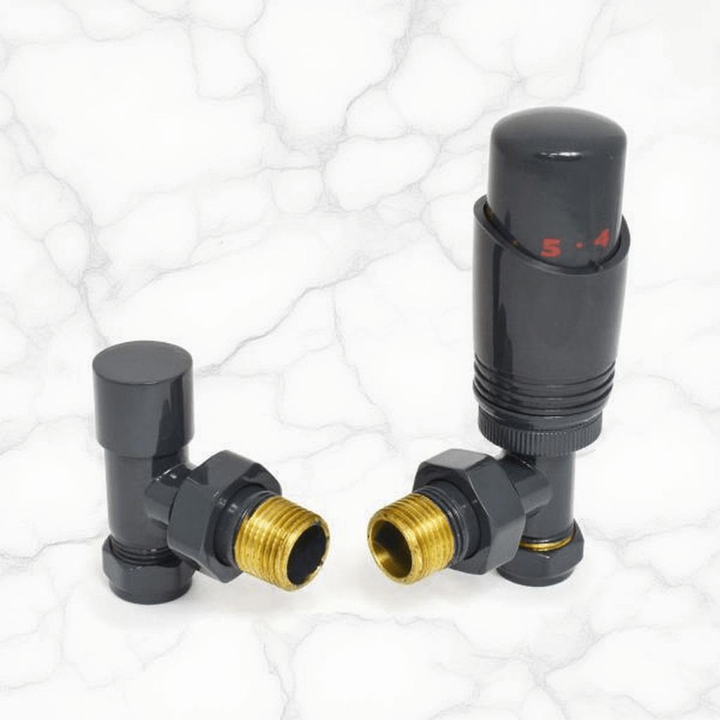 Eucotherm Deluxe TRV Valves Angled Anthracite in Anthracite