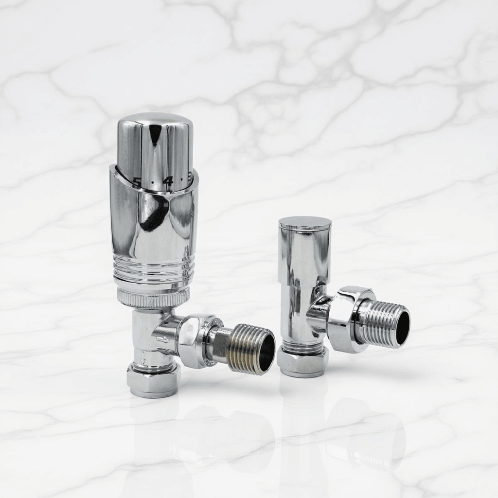 Eucotherm Deluxe TRV Valves Angled Chrome in Chrome