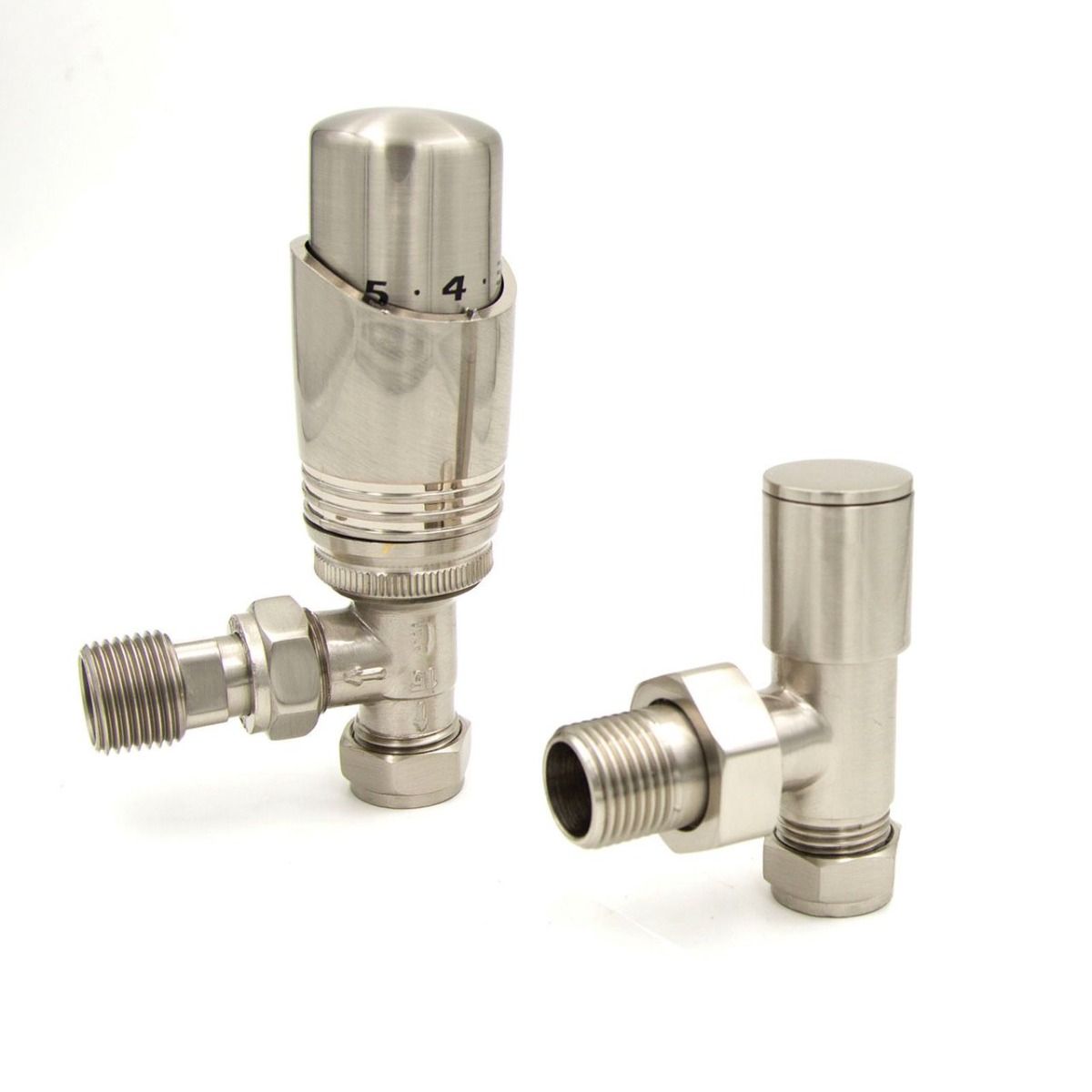 Eucotherm Deluxe TRV Valves Angled Nickel in Nickel