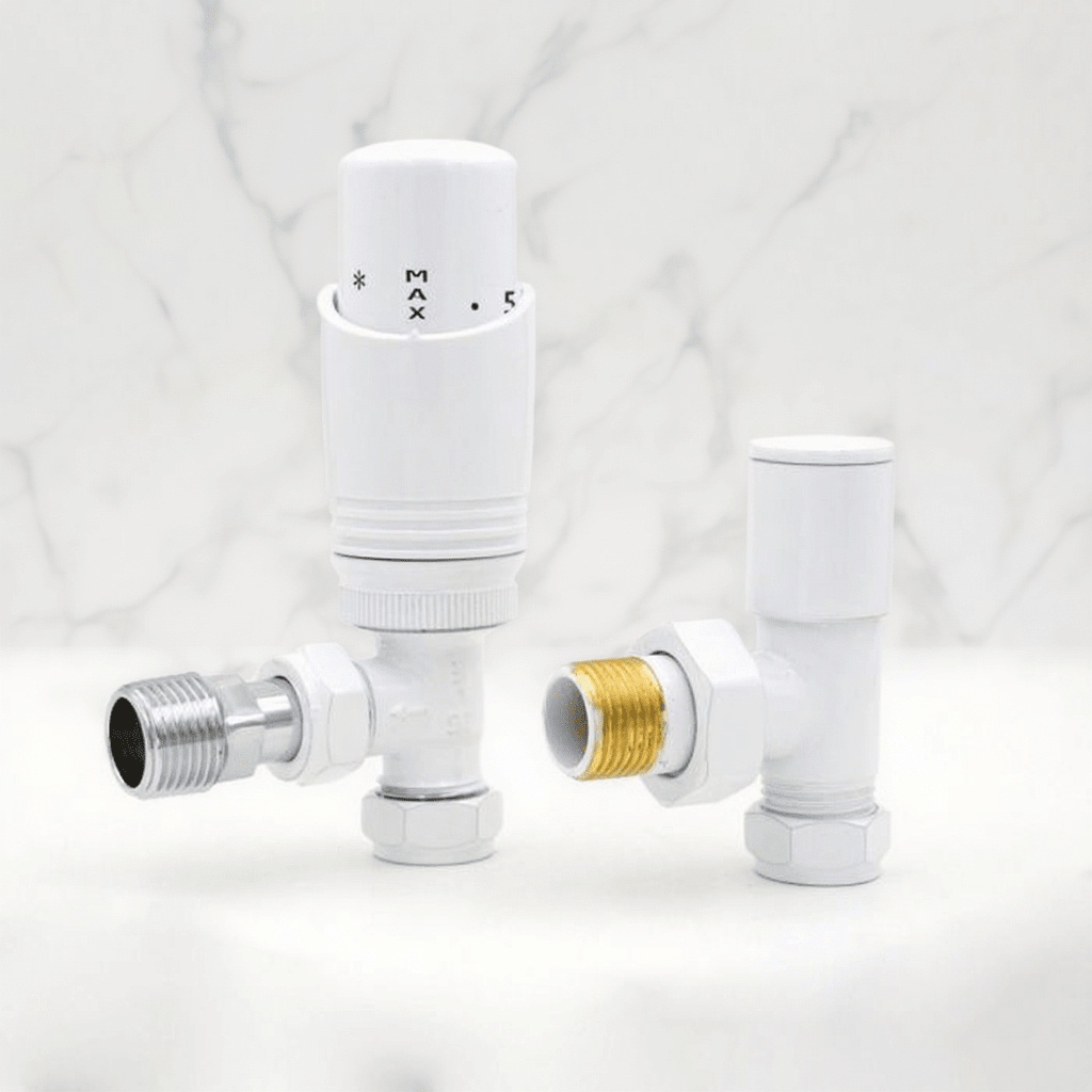 Eucotherm Deluxe TRV Valves Angled White in White