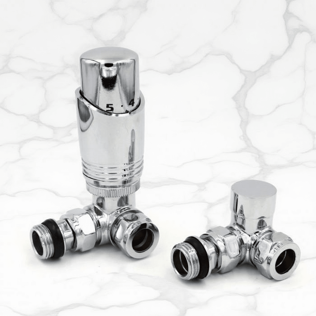 Eucotherm Deluxe TRV Valves Corner Chrome in Chrome