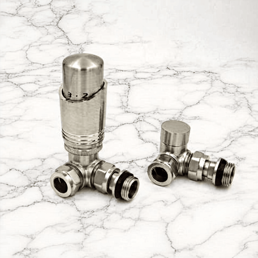 Eucotherm Deluxe TRV Valves Corner Nickel in Nickel
