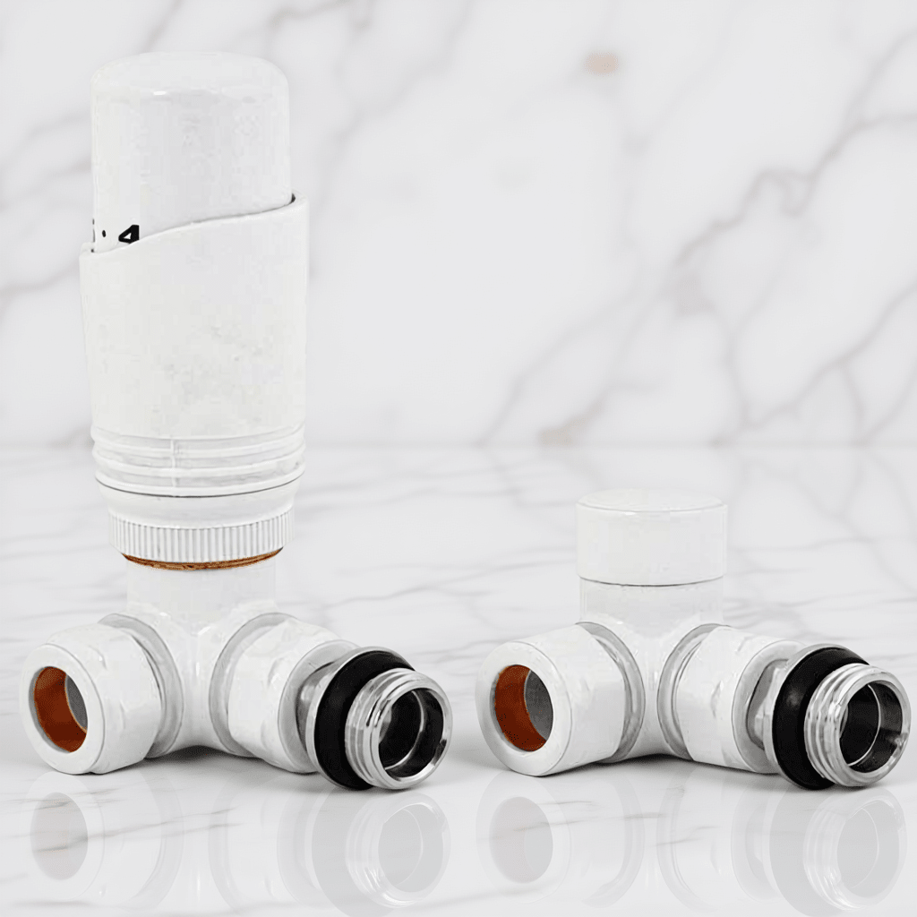Eucotherm Deluxe TRV Valves Corner White in White